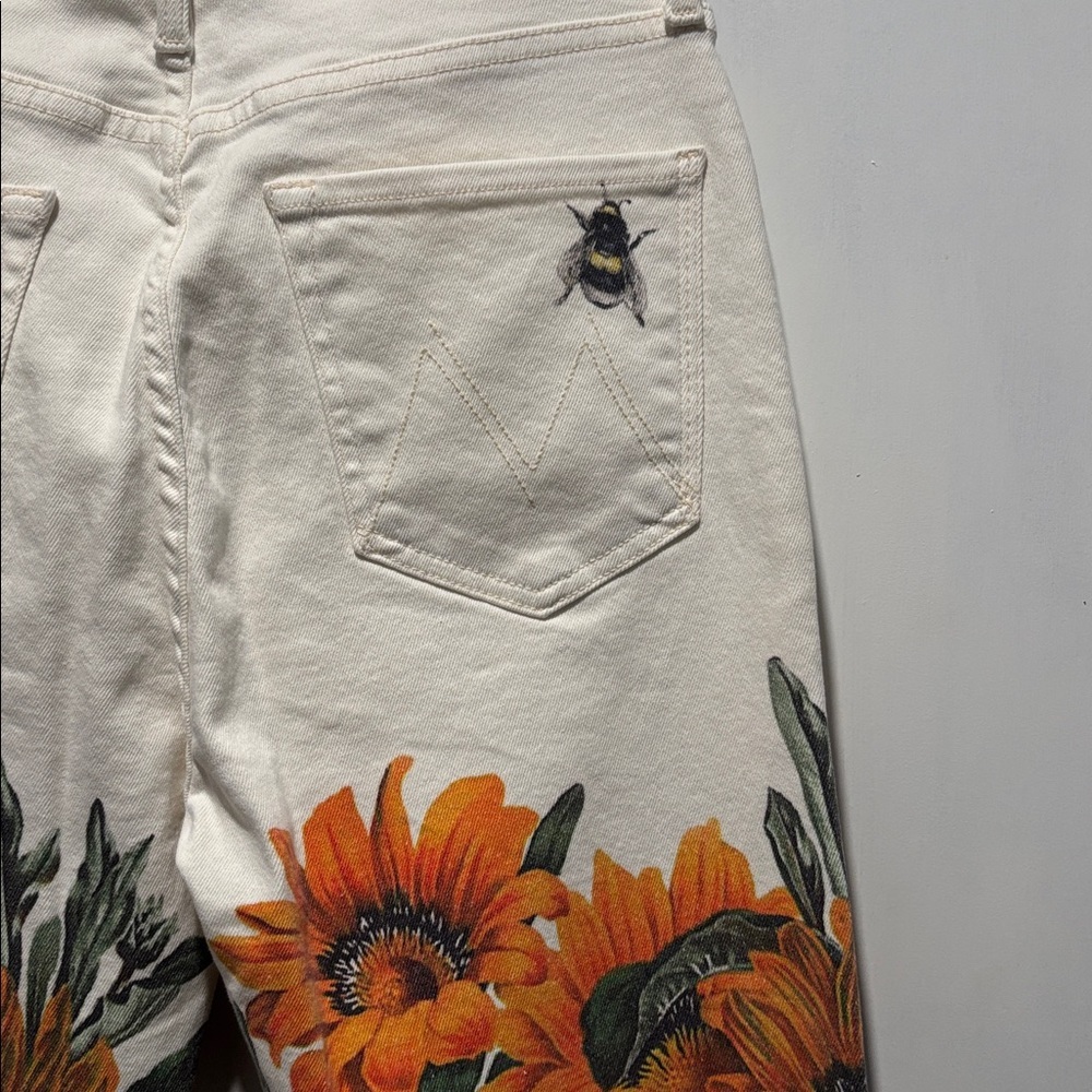 New MOTHER high waisted rider ankle sunflower jeans - Picture 7 of 10